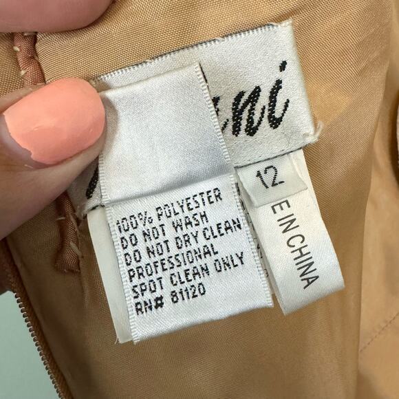 Jovani Floral Lace Evening Ball Gown Dress Prom Formal Sequin Beaded 12 Beige - Picture 12 of 14